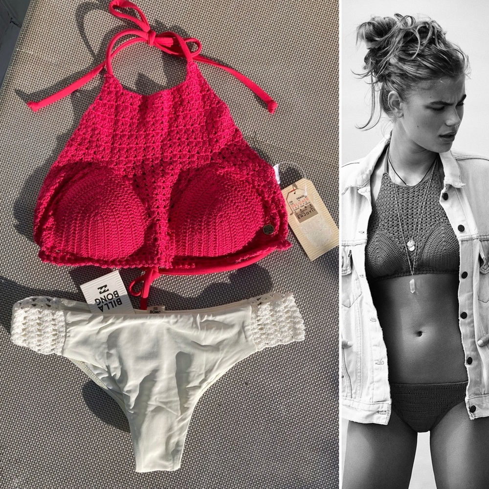 BILLABONG x Urban Outfitters Set - Boho Crochet Bikini Top & Hawaii Bottom - M/S